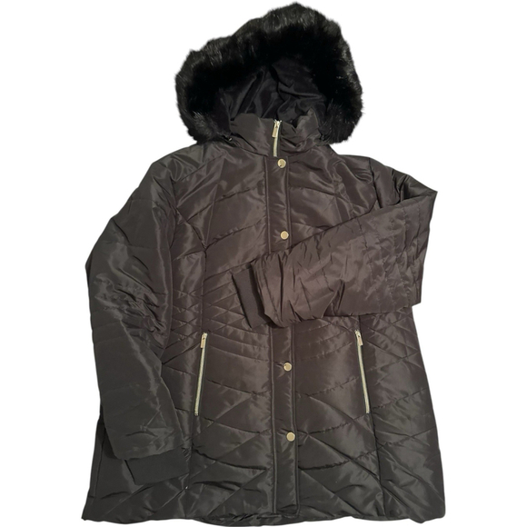 Catherines Womens 2X Winter Coat Removable Hood Black Long Parka Pockets NWOT - Picture 6 of 17